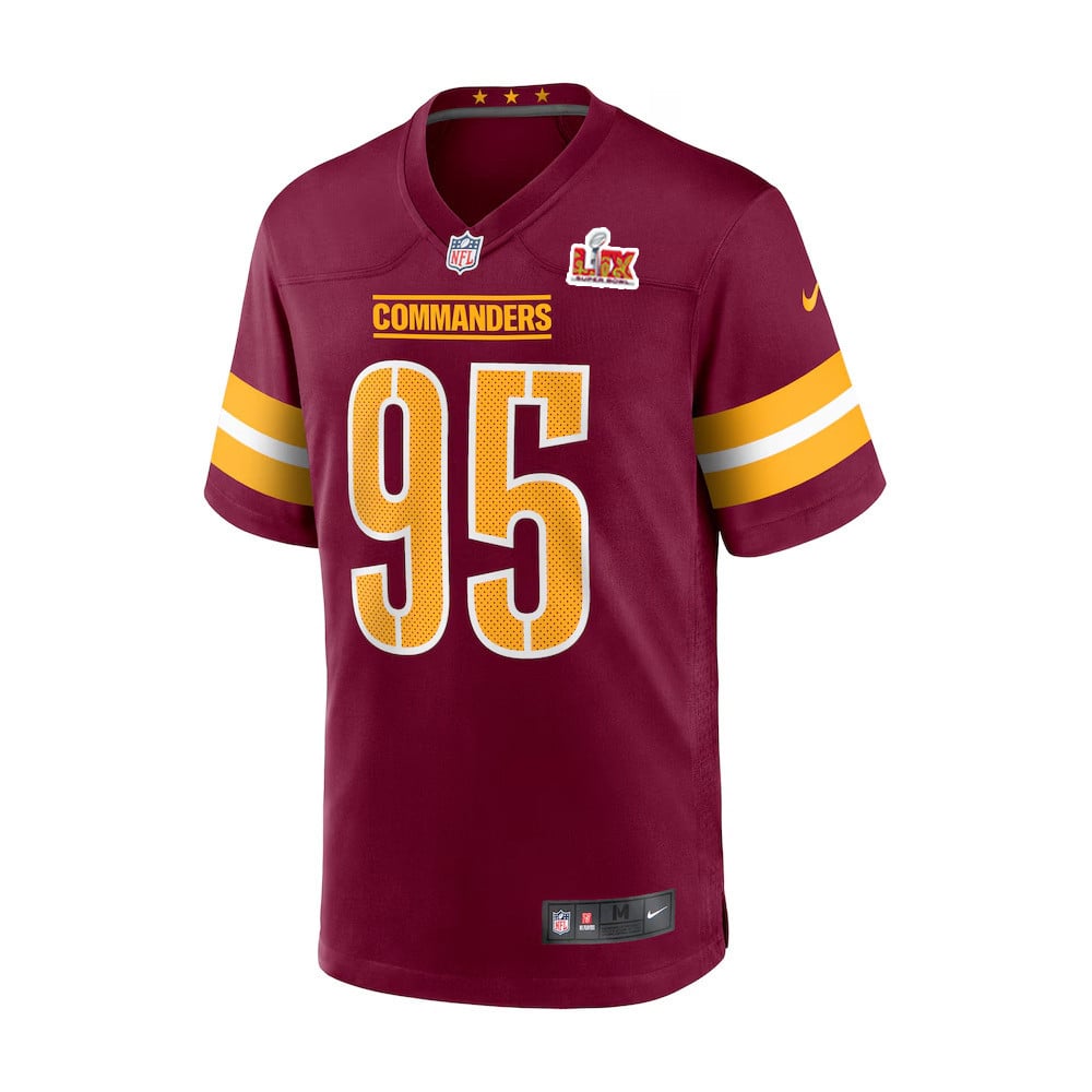 Jer'Zhan Newton #95 Washington Commanders Super Bowl LIX Youth Jersey - Burgundy JS2665 nicesnker - Image 2