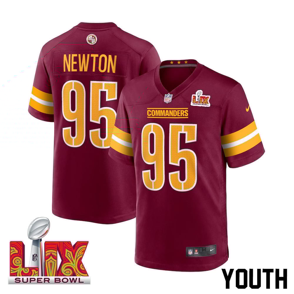 Jer'Zhan Newton #95 Washington Commanders Super Bowl LIX Youth Jersey - Burgundy JS2665 nicesnker