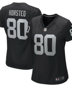 Jesper Horsted 80 Las Vegas Raiders Women's Team Game Jersey - Black JS8843 nicesnker