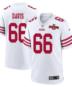 Jesse Davis 66 San Francisco 49ers NFC Champions Patch Game Men Jersey - White JS9092 nicesnker