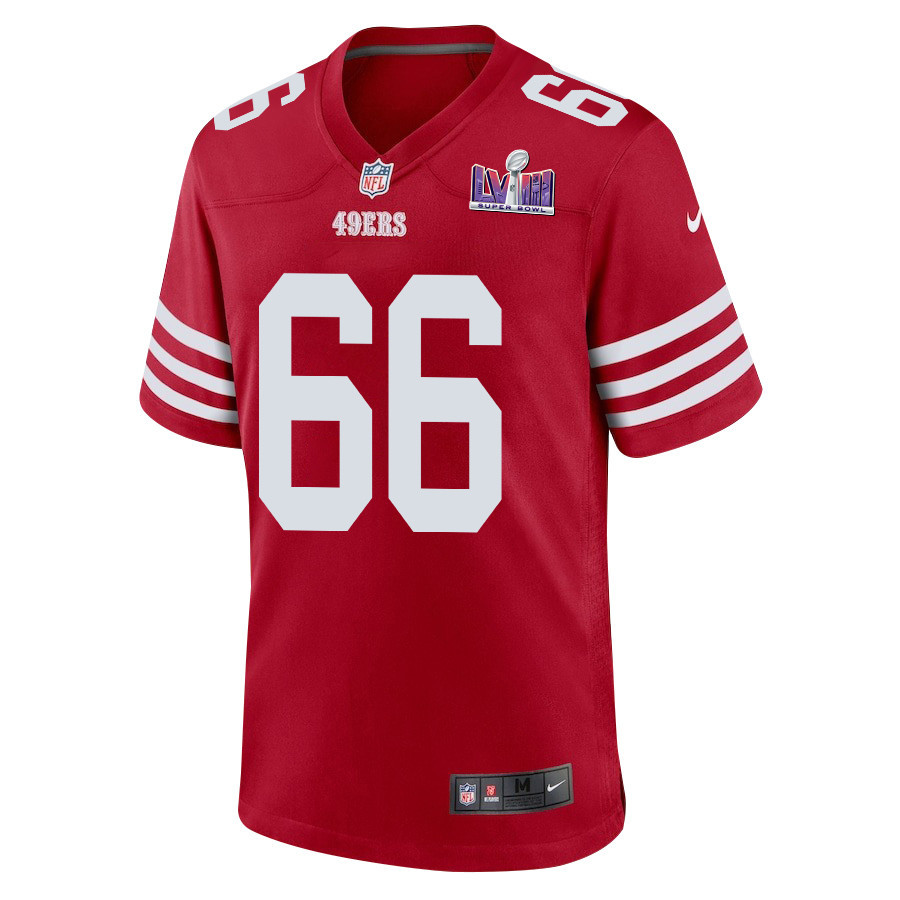 Jesse Davis 66 San Francisco 49ers Super Bowl LVIII Patch Game Men Jersey - Scarlet JS4458 nicesnker - Image 2