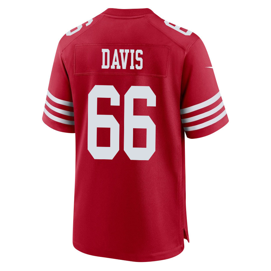 Jesse Davis 66 San Francisco 49ers Super Bowl LVIII Patch Game Men Jersey - Scarlet JS4458 nicesnker - Image 3