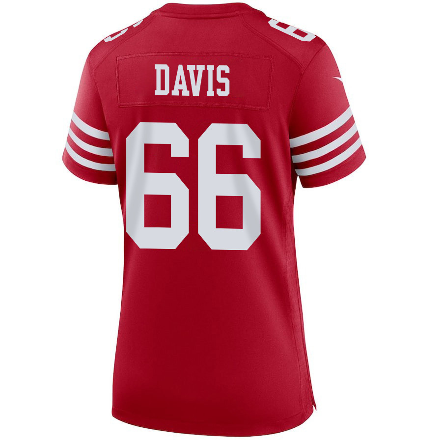 Jesse Davis 66 San Francisco 49ers Super Bowl LVIII Patch Game Women Jersey - Scarlet JS8352 nicesnker - Image 3