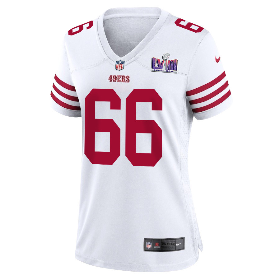 Jesse Davis 66 San Francisco 49ers Super Bowl LVIII Patch Game Women Jersey - White JS6898 nicesnker - Image 2