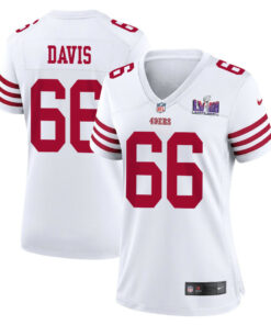 Jesse Davis 66 San Francisco 49ers Super Bowl LVIII Patch Game Women Jersey - White JS6898 nicesnker