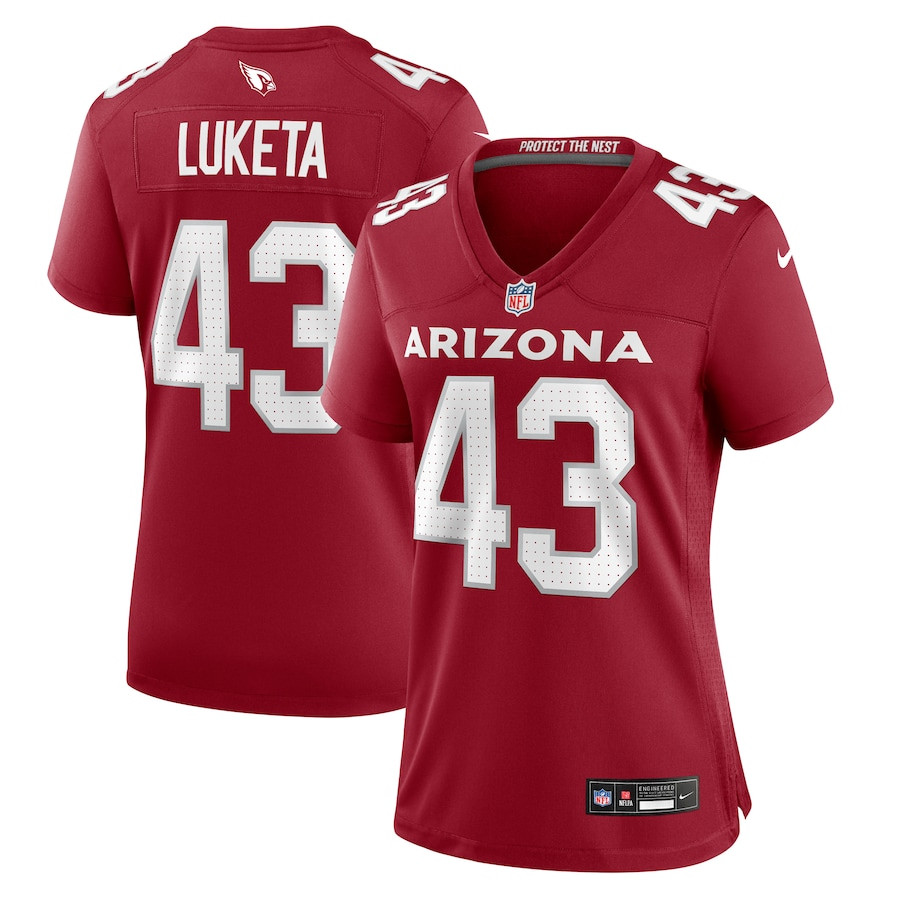 Jesse Luketa 43 Arizona Cardinals Women's Game Jersey - Cardinal JS7677 nicesnker