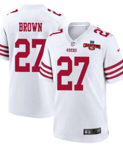Ji'Ayir Brown 27 San Francisco 49ers NFC Champions Patch Game Men Jersey - White JS3568 nicesnker