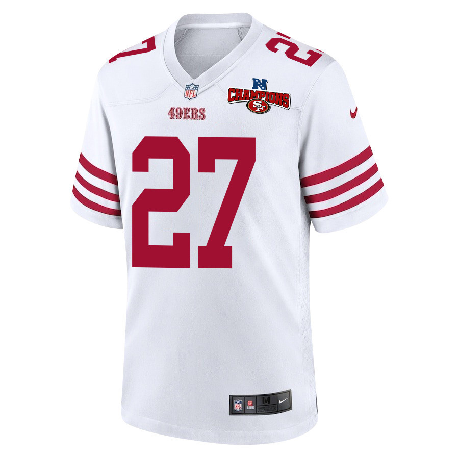 Ji'Ayir Brown 27 San Francisco 49ers NFC Champions Patch Game Men Jersey - White JS3568 nicesnker - Image 2