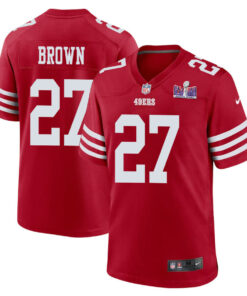 Ji'Ayir Brown 27 San Francisco 49ers Super Bowl LVIII Patch Game Men Jersey - Scarlet JS9335 nicesnker