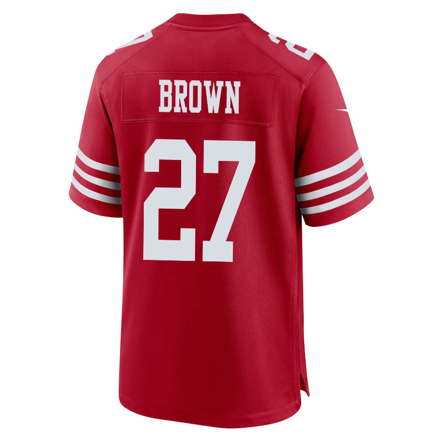 Ji'Ayir Brown 27 San Francisco 49ers Super Bowl LVIII Patch Game Men Jersey - Scarlet JS9335 nicesnker - Image 3