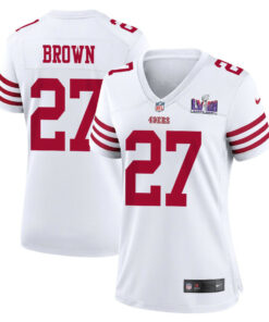 Ji'Ayir Brown 27 San Francisco 49ers Super Bowl LVIII Patch Game Women Jersey - White JS7148 nicesnker