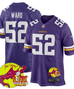 Jihad Ward 52 Minnesota Vikings Super Bowl LIX New Orleans Patch Game Men Jersey - Purple JS7420 nicesnker