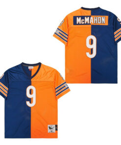 Jim McMahon 9 Chicago Bears Two-Toned Retro Throwback Men Jersey - Orange/Navy JS5141 nicesnker