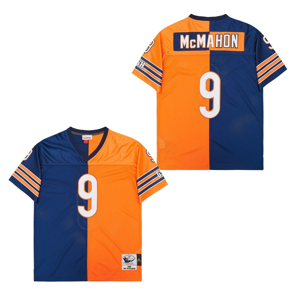 Jim McMahon 9 Chicago Bears Two-Toned Retro Throwback Men Jersey - Orange/Navy JS5141 nicesnker - Image 2
