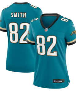 Jimmy Smith 82 Jacksonville Jaguars Women's Prowler Throwback Retired Player Game Jersey - Teal JS3246 nicesnker
