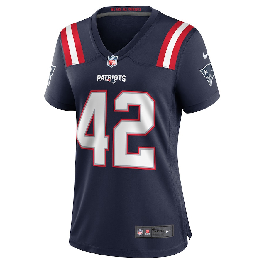 J.J. Taylor 42 New England Patriots Women Team Game Jersey - Navy JS3113 nicesnker - Image 2