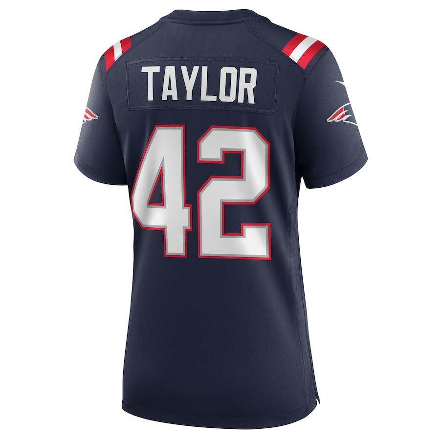 J.J. Taylor 42 New England Patriots Women Team Game Jersey - Navy JS3113 nicesnker - Image 3