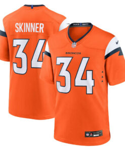 JL Skinner 34 Denver Broncos Team Game Men Jersey - Orange JS3478 nicesnker