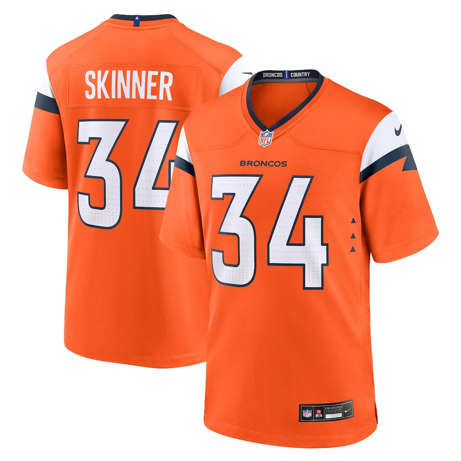 JL Skinner 34 Denver Broncos Team Game Men Jersey - Orange JS3478 nicesnker