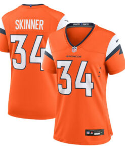 JL Skinner 34 Denver Broncos Women Team Game Jersey - Orange JS9414 nicesnker