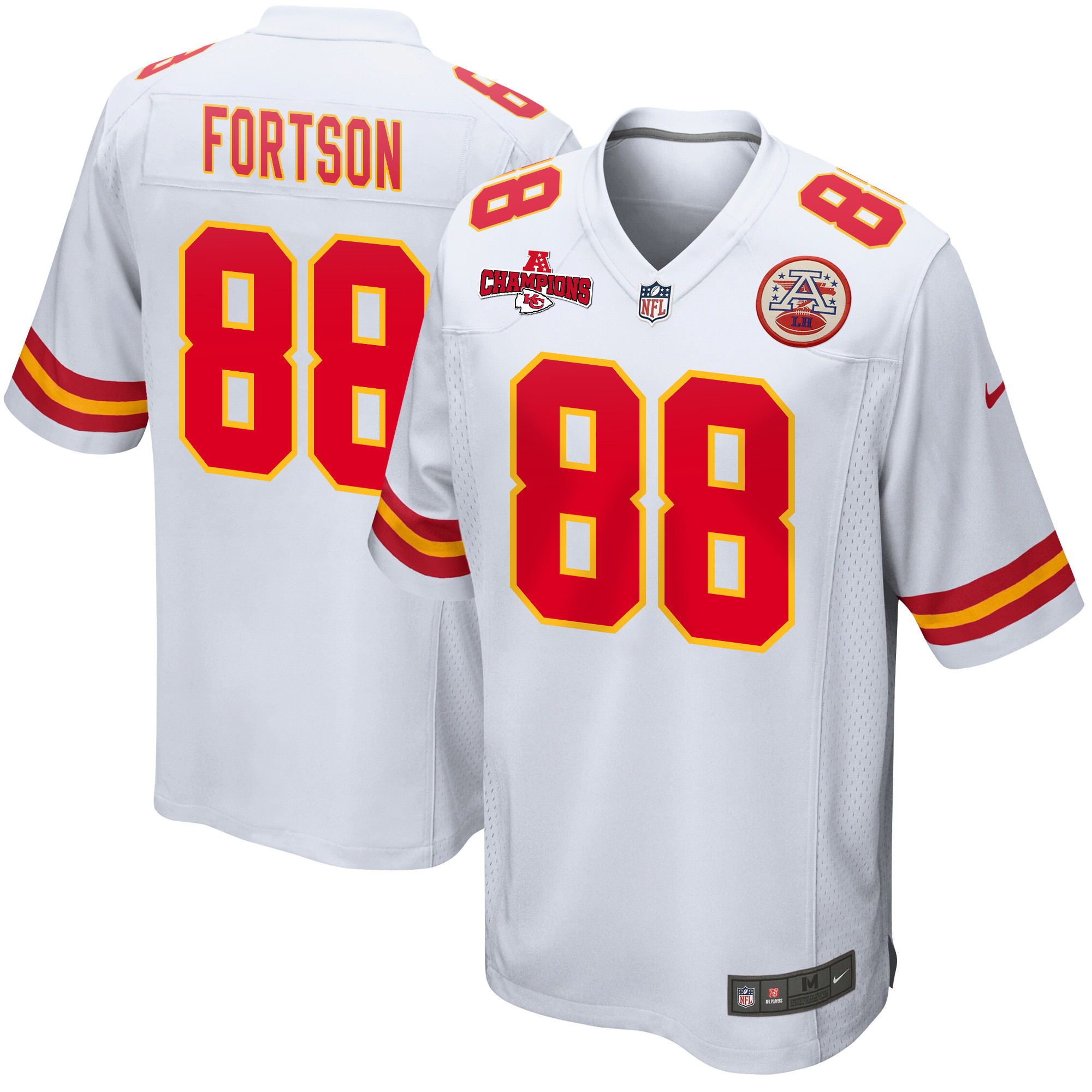Jody Fortson 88 Kansas City Chiefs AFC Champions Patch Game Men Jersey - White JS9052 nicesnker