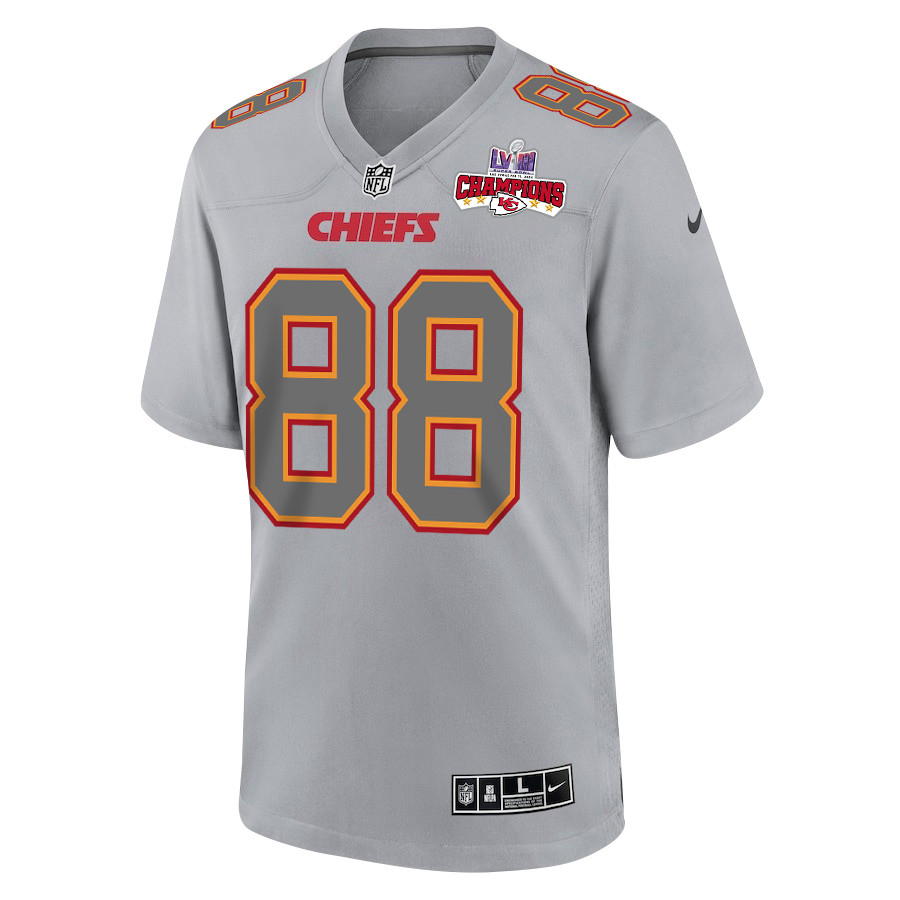 Jody Fortson 88 Kansas City Chiefs Super Bowl LVIII Champions 4 Stars Patch Atmosphere Fashion Game Men Jersey - Gray JS6554 nicesnker - Image 2