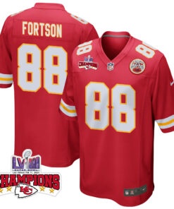 Jody Fortson 88 Kansas City Chiefs Super Bowl LVIII Champions 4 Stars Patch Game Men Jersey - Red JS9373 nicesnker