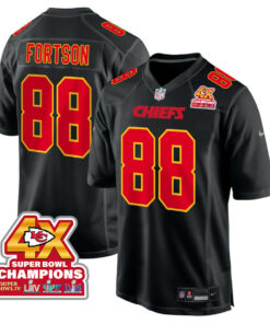 Jody Fortson 88 Kansas City Chiefs Super Bowl LVIII Champions 4X Fashion Game Men Jersey - Carbon Black JS1784 nicesnker