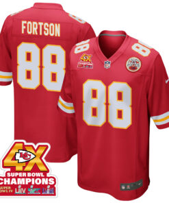 Jody Fortson 88 Kansas City Chiefs Super Bowl LVIII Champions 4X Game Men Jersey - Red JS4884 nicesnker