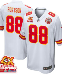 Jody Fortson 88 Kansas City Chiefs Super Bowl LVIII Champions 4X Game Men Jersey - White JS2054 nicesnker