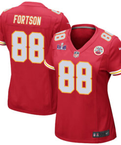 Jody Fortson 88 Kansas City Chiefs Super Bowl LVIII Patch Game Women Jersey - Red JS1829 nicesnker