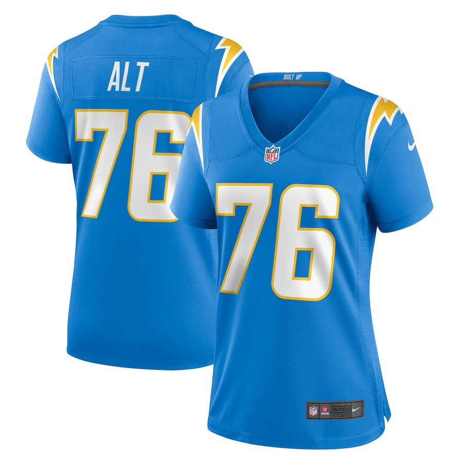 Joe Alt 76 Los Angeles Chargers Women's Game Jersey - Powder Blue JS5341 nicesnker