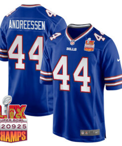 Joe Andreessen 44 Buffalo Bills Super Bowl LIX Champions Patch Game Men Jersey - Royal JS7500 nicesnker