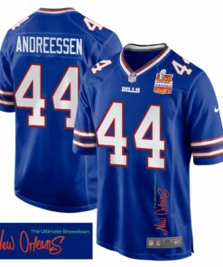 Joe Andreessen 44 Buffalo Bills Super Bowl LIX Champions Patch 'New Orleans - The Ultimate Showdown' EMBROIDERED Game Men Jersey - Royal JS4312 nicesnker