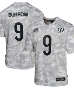 Joe Burrow 9 Cincinnati Bengals 2024 Salute to Service Game YOUTH Jersey - Arctic Camo JS3128 nicesnker