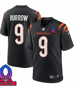 Joe Burrow 9 Cincinnati Bengals 2025 Pro Bowl Patch Game Men Jersey - Black JS3754 nicesnker