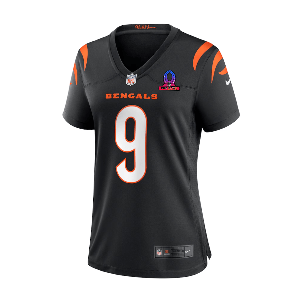 Joe Burrow 9 Cincinnati Bengals 2025 Pro Bowl Patch Women Game Jersey - Black JS8434 nicesnker - Image 3