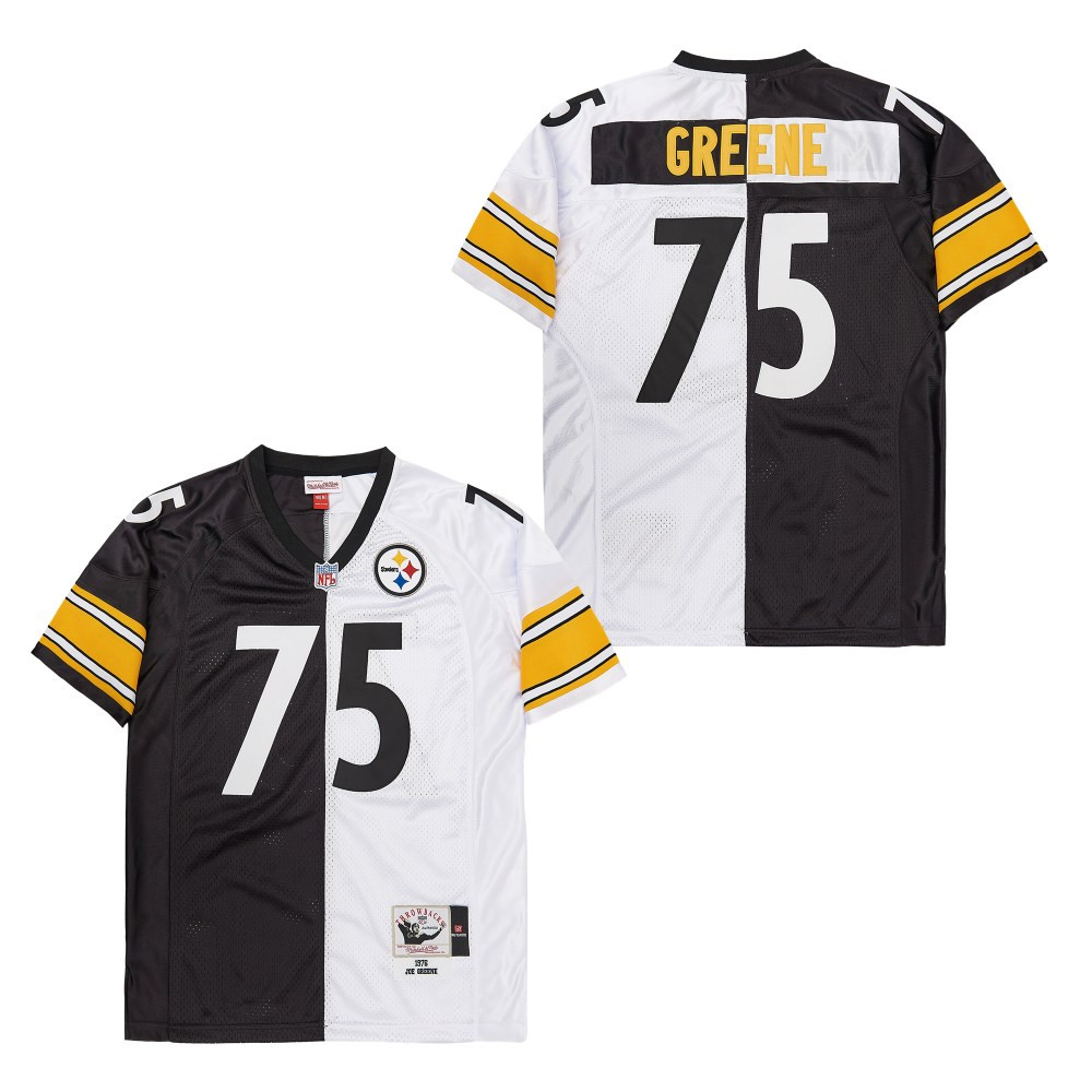 Joe Greene 75 Pittsburgh Steelers Two-Toned Retro Throwback Men Jersey - Black/White JS6159 nicesnker - Image 2