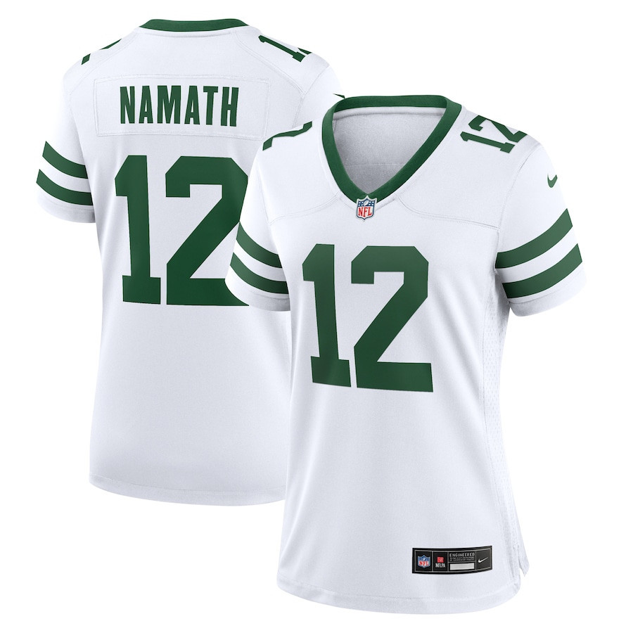 Joe Namath 12 New York Jets Game Jersey Retired Player - Women, White JS6123 nicesnker