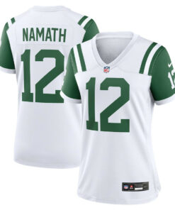 Joe Namath 12 New York Jets Women's Classic Alternate Retired Player Game Jersey - White JS9639 nicesnker