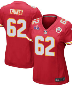 Joe Thuney 62 Kansas City Chiefs Super Bowl LVIII Patch Game Women Jersey - Red JS6410 nicesnker