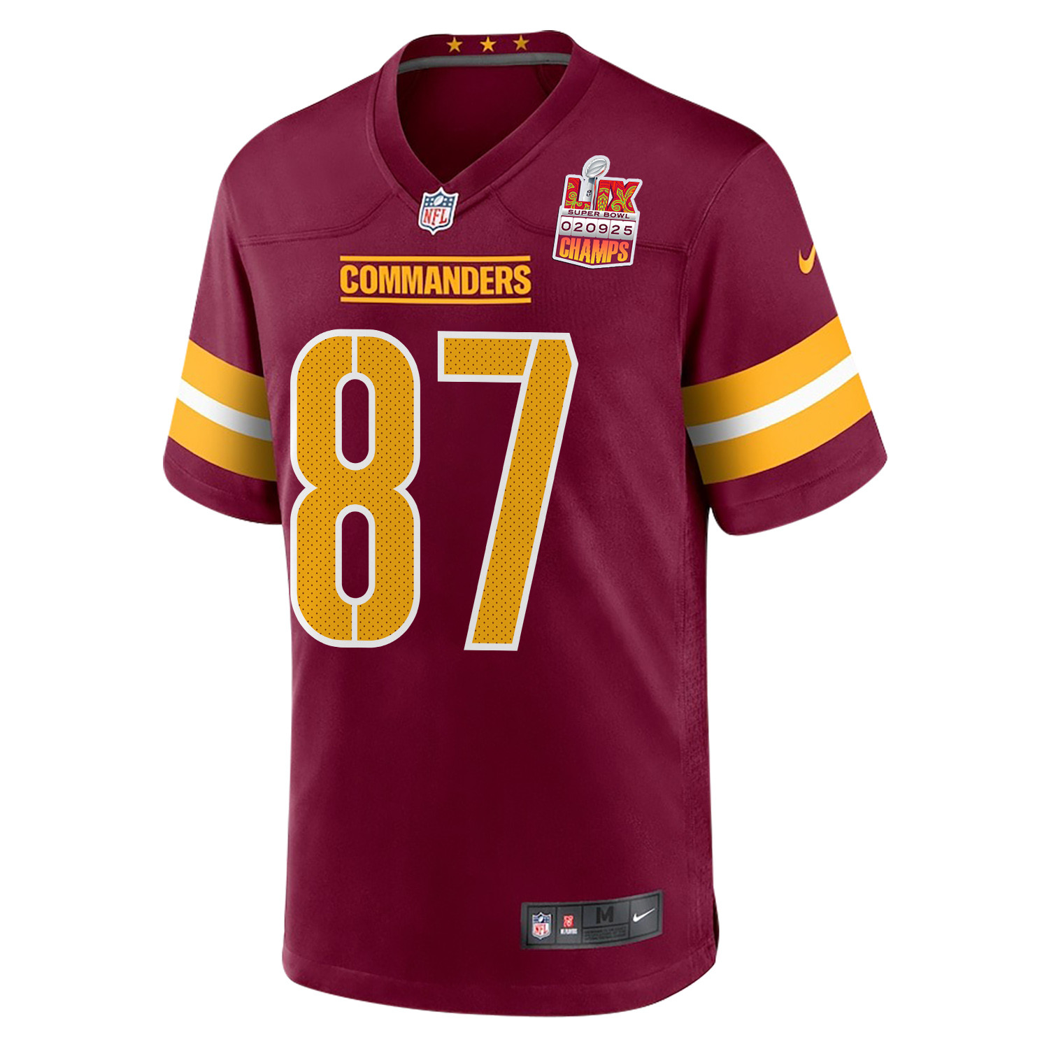 John Bates 87 Washington Commanders Super Bowl LIX Champions Patch Game Men Jersey - Burgundy JS5150 nicesnker - Image 3