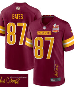 John Bates 87 Washington Commanders Super Bowl LIX Champions Patch 'New Orleans - A Symphony of Sport' EMBROIDERED Game Men Jersey - Burgundy JS2755 nicesnker