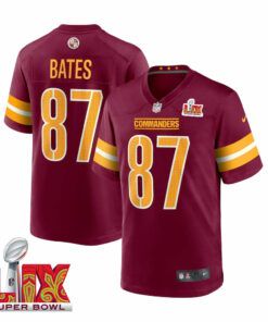 John Bates #87 Washington Commanders Super Bowl LIX Jersey - Men's - Burgundy JS3241 nicesnker