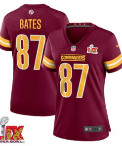 John Bates #87 Washington Commanders Super Bowl LIX Women's Jersey - Burgundy JS4924 nicesnker