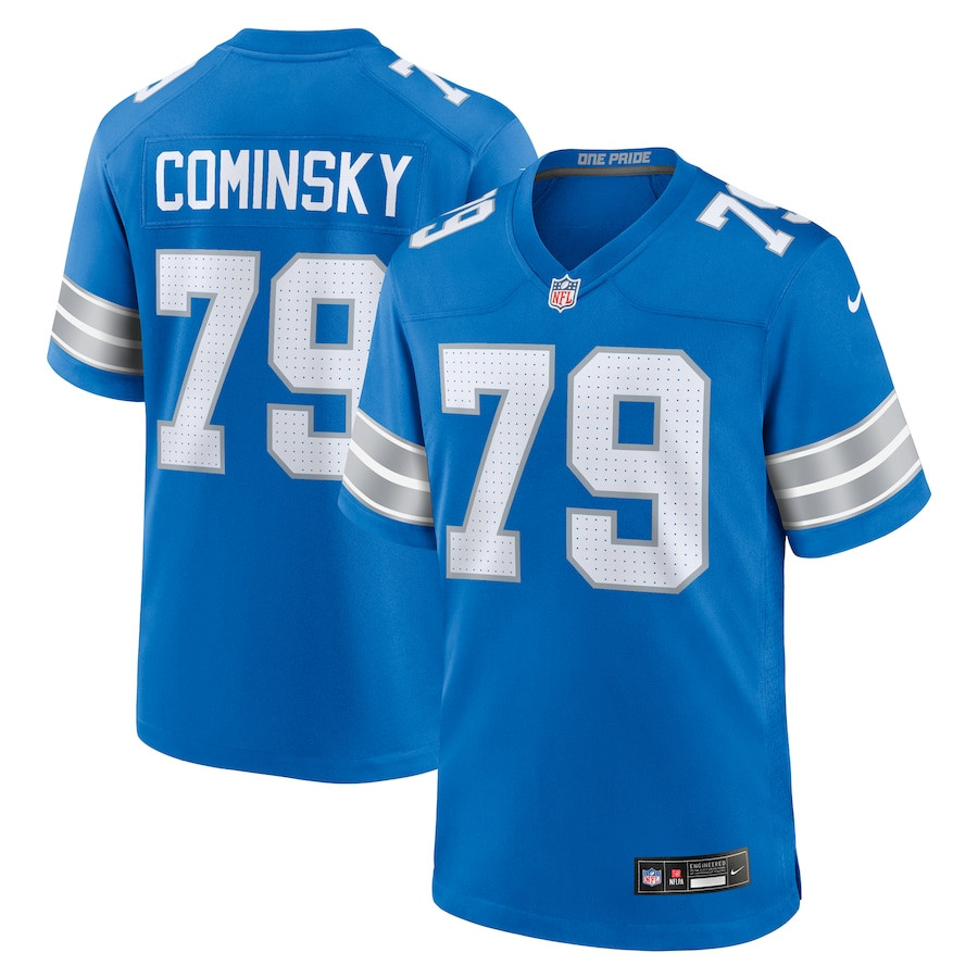 John Cominsky 79 Detroit Lions Team Game Men Jersey - Blue JS4534 nicesnker