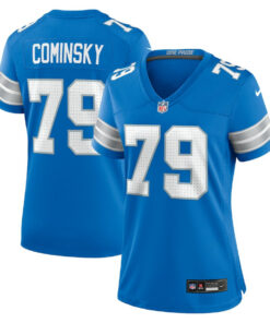 John Cominsky 79 Detroit Lions Women's Team Game Jersey - Blue JS4573 nicesnker