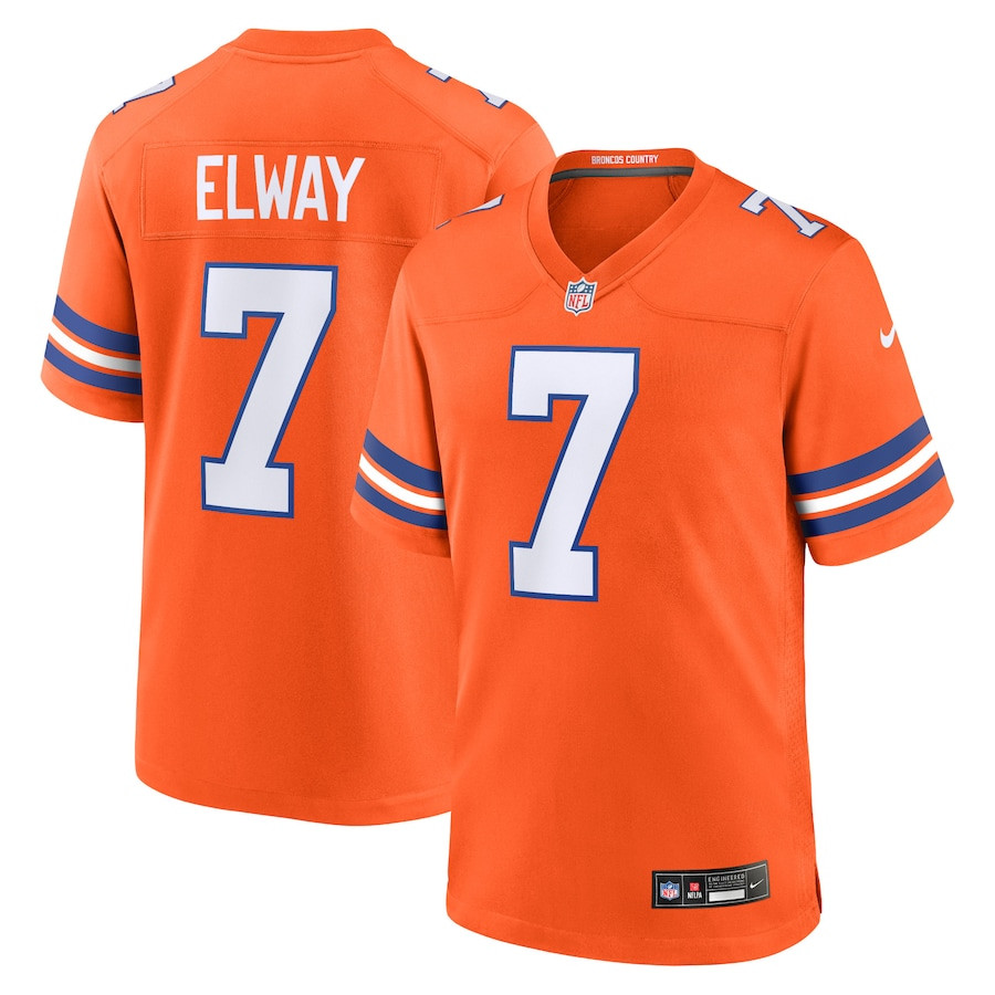 John Elway 7 Denver Broncos Mile High Collection 1977 Throwback Retired Player Game Men Jersey - Orange JS3277 nicesnker