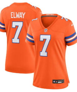 John Elway 7 Denver Broncos Women's Mile High Collection 1977 Throwback Player Game Jersey - Orange JS8757 nicesnker