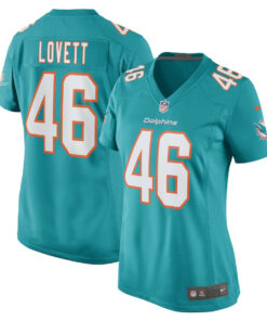 John Lovett 46 Miami Dolphins Women Game Jersey - Aqua JS5376 nicesnker